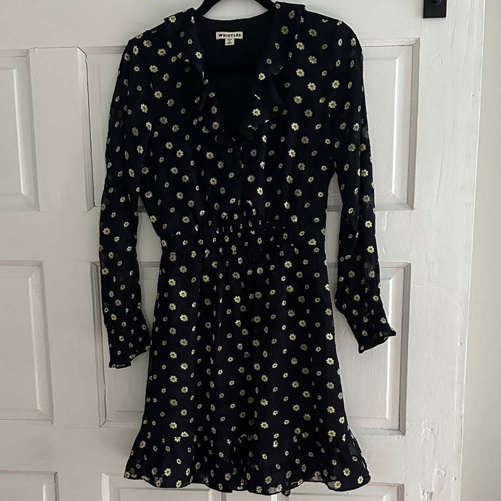Whistles Navy Dress with yellow daisies